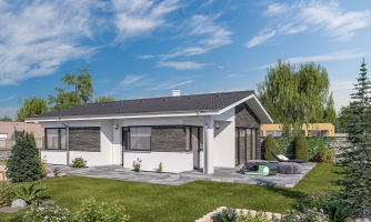 Bungalow moderno para una parcela estrecha.